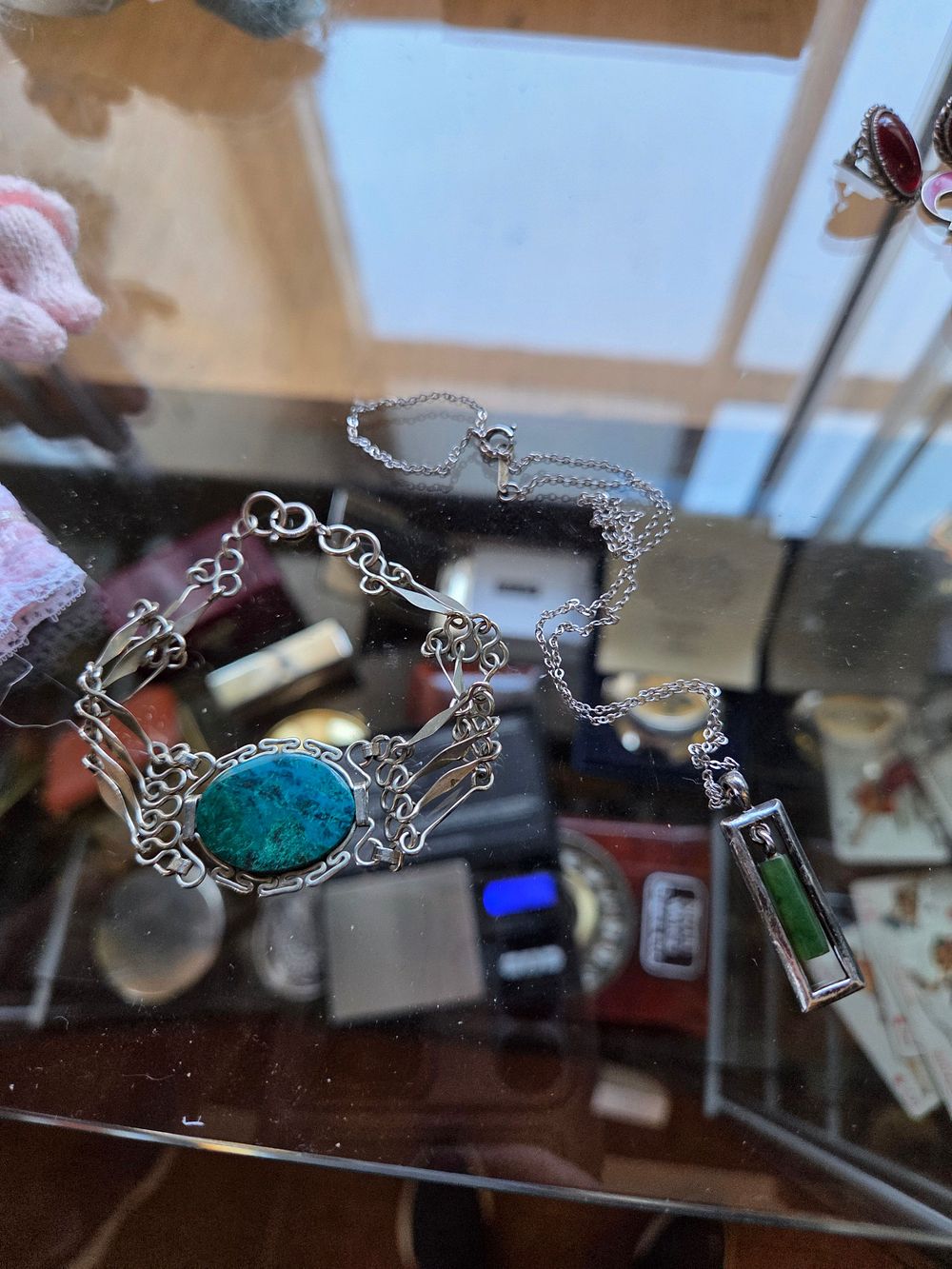 Lot 610 – A Siiver Bracelet and Silver Necklace and Pendent 12.52g