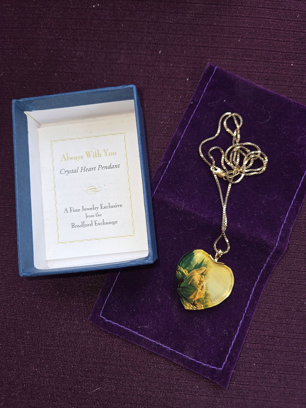 Lot 623 – The Bradford Exchange Always With You Crystal Heart Pendant and Chain