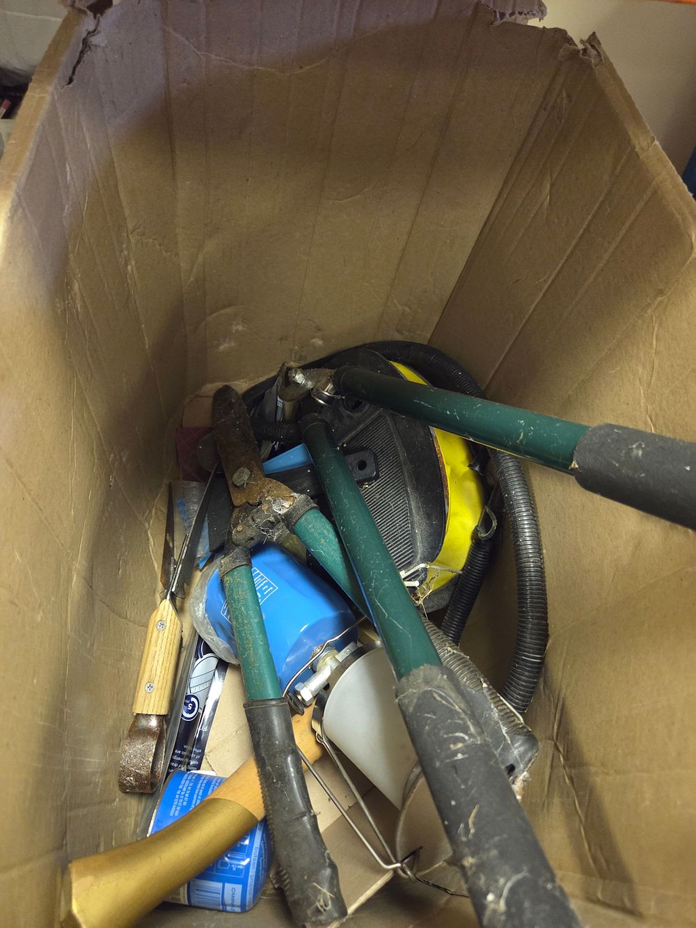 Lot 152 – Box of Garden Tools and Camping Equipment Including Campingaz