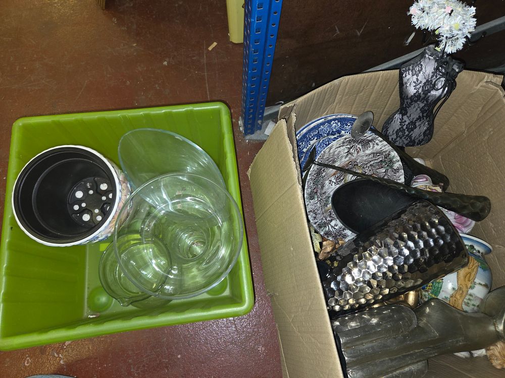 Lot 158 – Two Boxes of Miscellaneous Glassware Ceramics and Decorative Home Accessories Including a Mannequin Bust