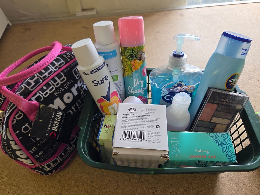 Lot 174 – Basket of Toiletries and Personal Care Items Including Morgan and Nivea