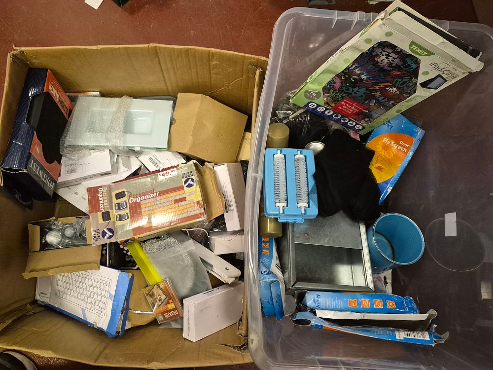 Lot 212 – Two Boxes of Mixed Consumer Goods and Electronics Accessories Including Portwest and Texet