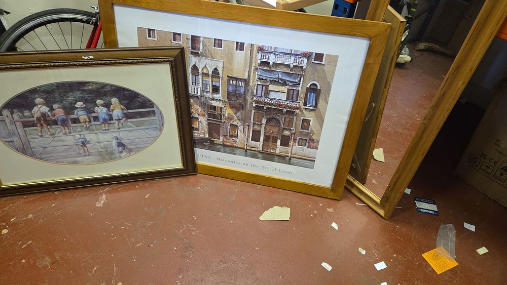 Lot 227 – Two Framed Prints Including Jonathan Pike Balconies on the Grand Canal and Mirror