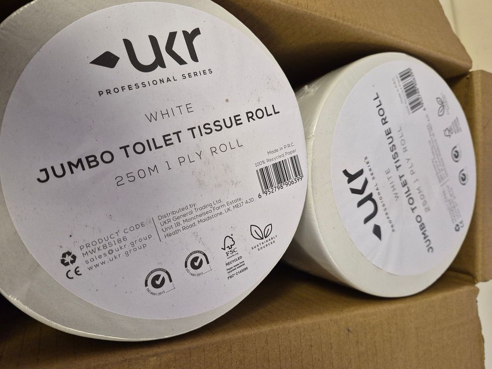 Lot 232 – Box of Eight UKR Professional Series Jumbo Toilet Tissue Rolls