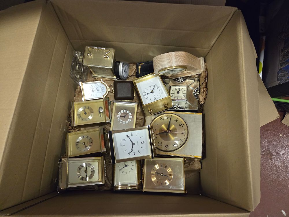 Lot 279 – One Box of Mantel and Carriage Clocks Including Acctim