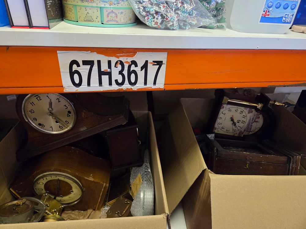 Lot 283 – Two Boxes of Mantel and Bracket Clocks Including Smiths