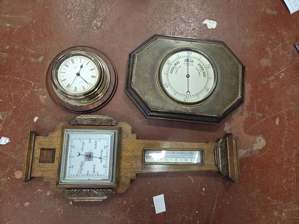 Lot 290 – A Selection of Wall Mounted Barometers Including Metamec Clock