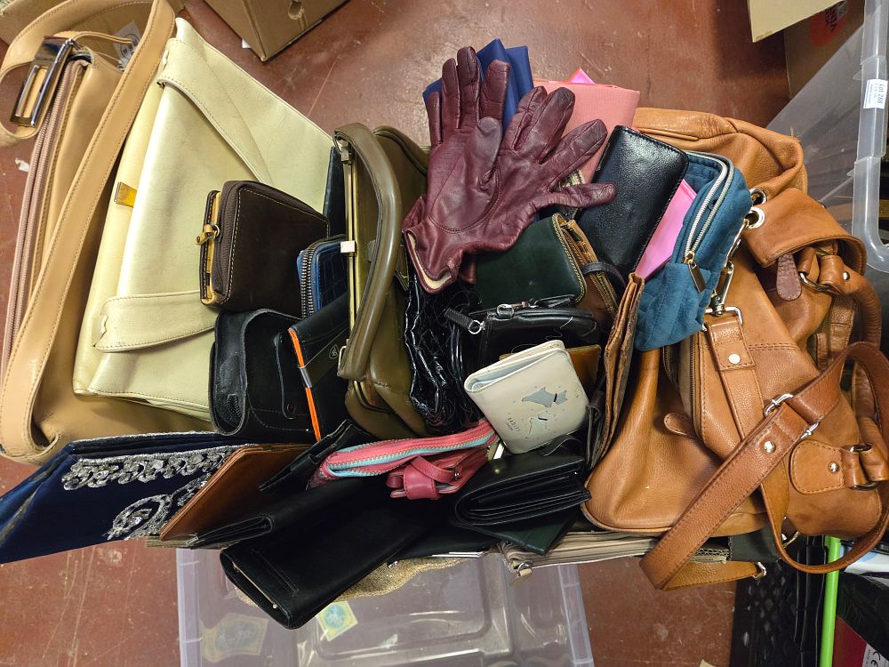 Lot 296 – One Box of Ladies Handbags Purses and Accessories Including Radley
