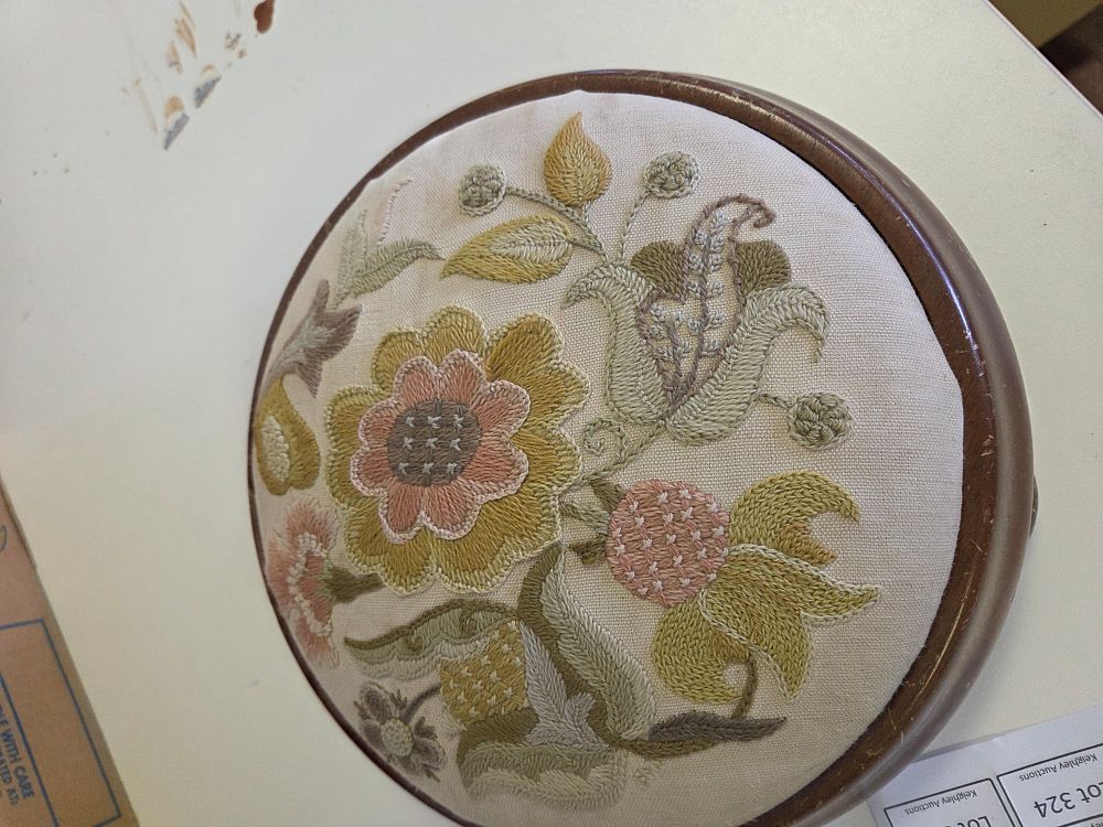 Lot 297 – Crewelwork Embroidery Stool