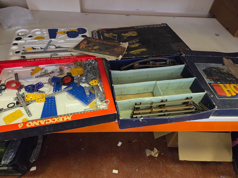 Lot 309 – Two Boxes of Meccano and Hornby Construction and Model Railway Sets