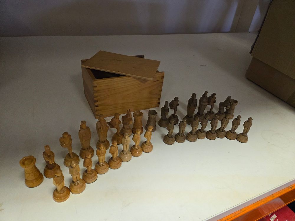 Lot 334 – One Box of Hand-Carved Wooden Chess Set