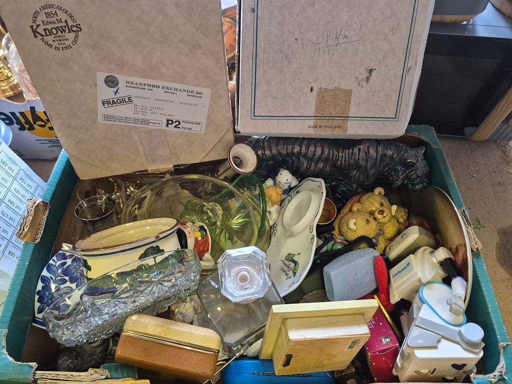 Lot 166 – Box of Mixed Glassware Ceramics and Decorative Collectables Including Bradford Exchange