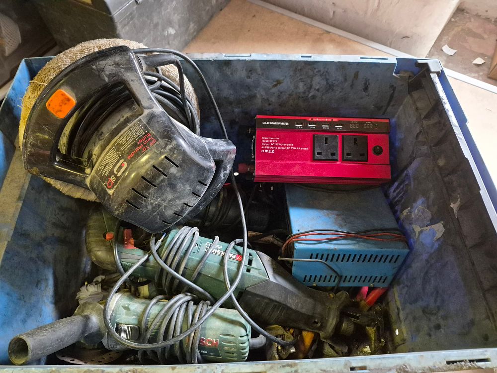 Lot 169 – Box of Workshop Power Tools and Automotive Electrical Equipment Including Bosch Parkside and SIP
