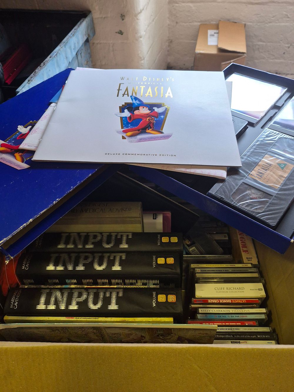 Lot 171 – Box of Miscellaneous Media and Collectables Including Walt Disney Fantasia Deluxe Commemorative Edition