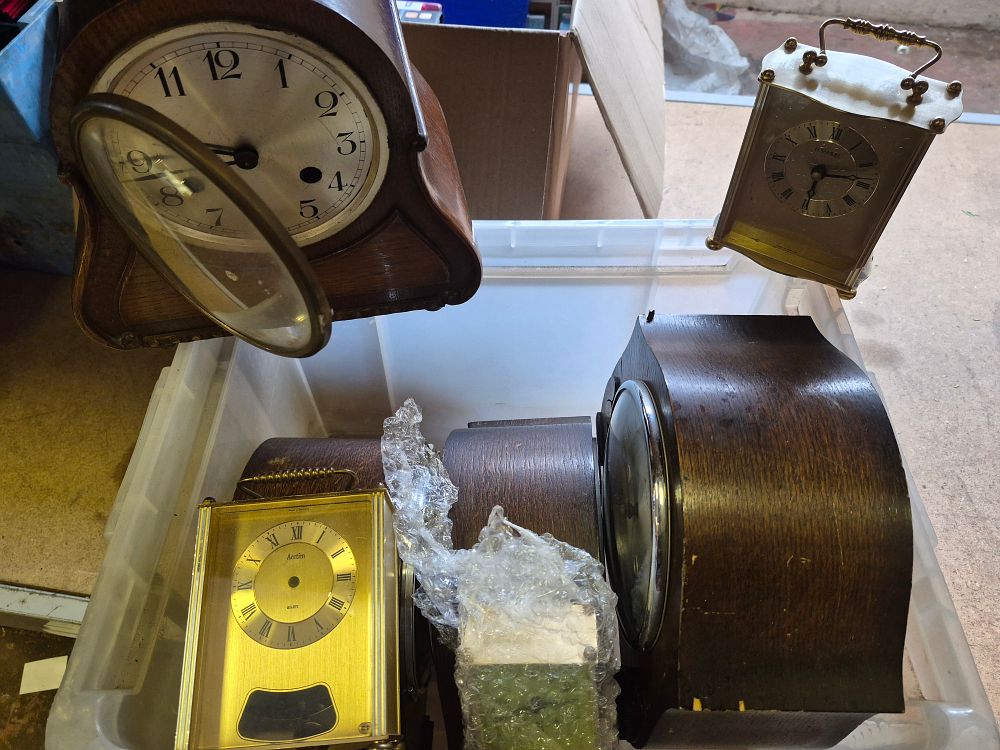 Lot 172 – Box of Miscellaneous Mantel and Carriage Clocks Including H. Samuel and Acctim