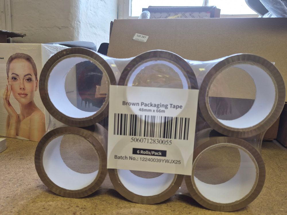 Lot 196 – Six Rolls of Brown Packaging Tape 48mm x 66m