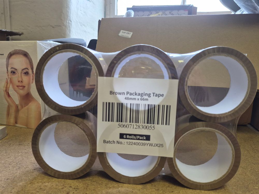 Lot 197 – Six Rolls of Brown Packaging Tape 48mm x 66m