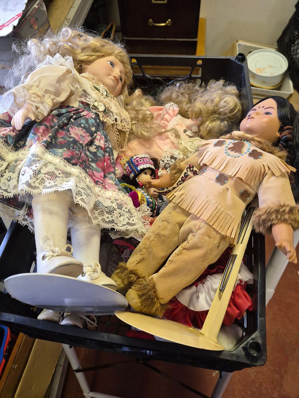 Lot 204 – Crate of Miscellaneous Porcelain and Vinyl Dolls