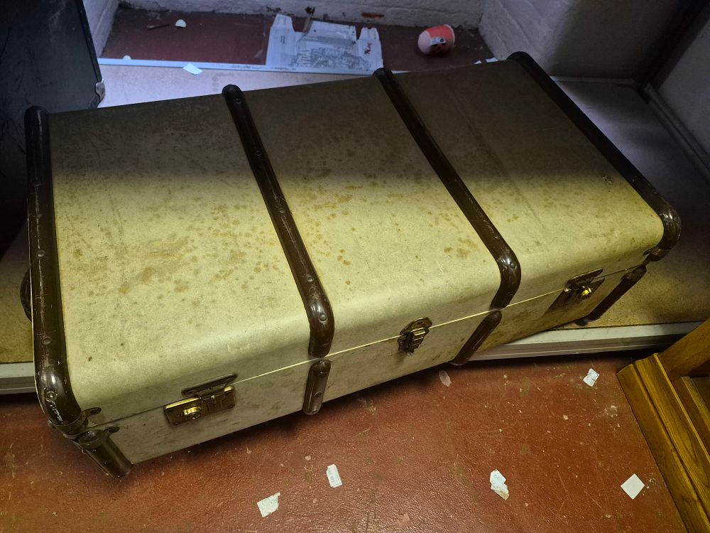 Lot 216 – Vintage Hard Sided Travel Trunk