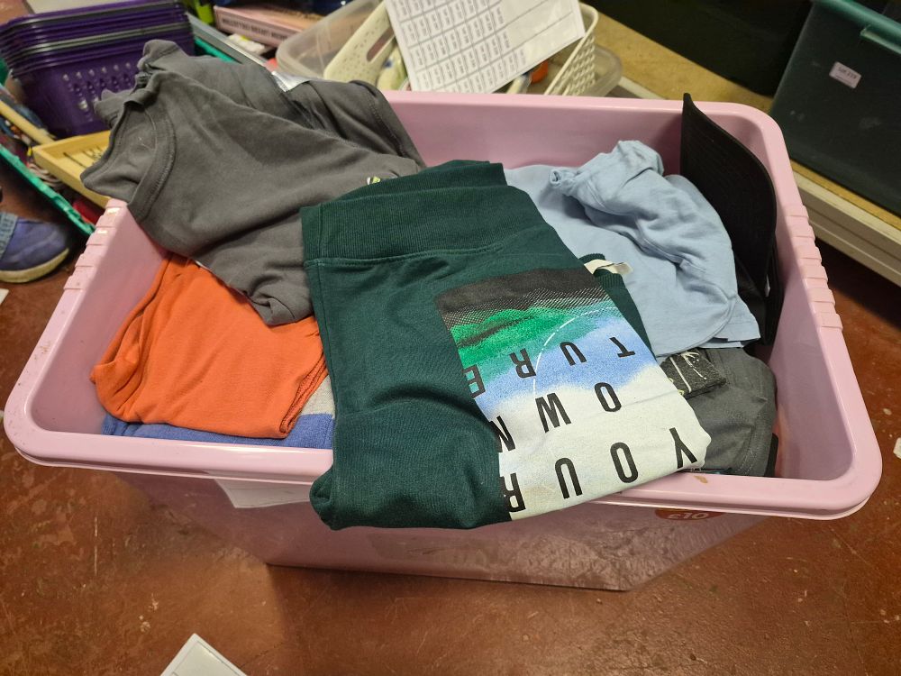 Lot 220 – Large Box of Miscellaneous Clothing and Accessories