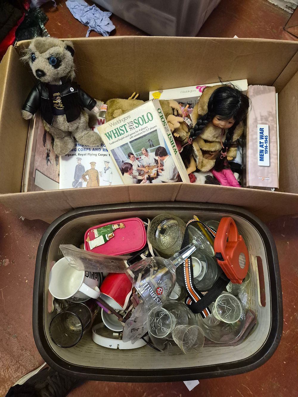 Lot 250 – Two Boxes of Miscellaneous Collectables Including Waddingtons Westmalle and Del Prado