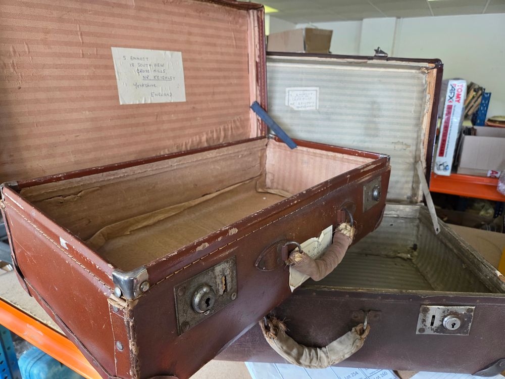 Lot 252 – A Pair of Vintage Vulcanised Fibre Travel Suitcases