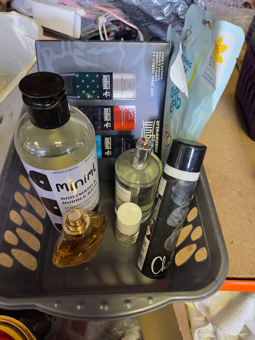 Lot 264 – One Basket of Personal Care Products and Fragrances Including Original Penguin and Miniml