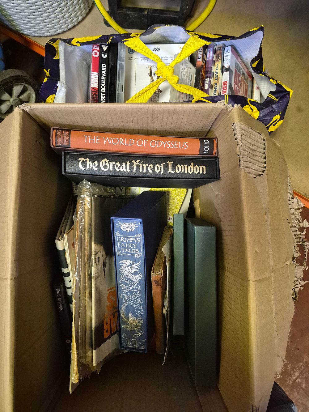 Lot 248 – A Box of Books and a Bag of DVDs