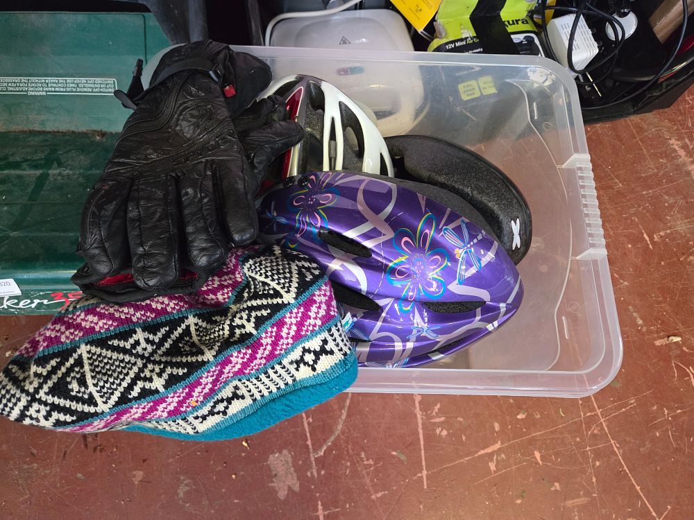 Lot 329 – One Box of Cycling Helmets and Winter Accessories