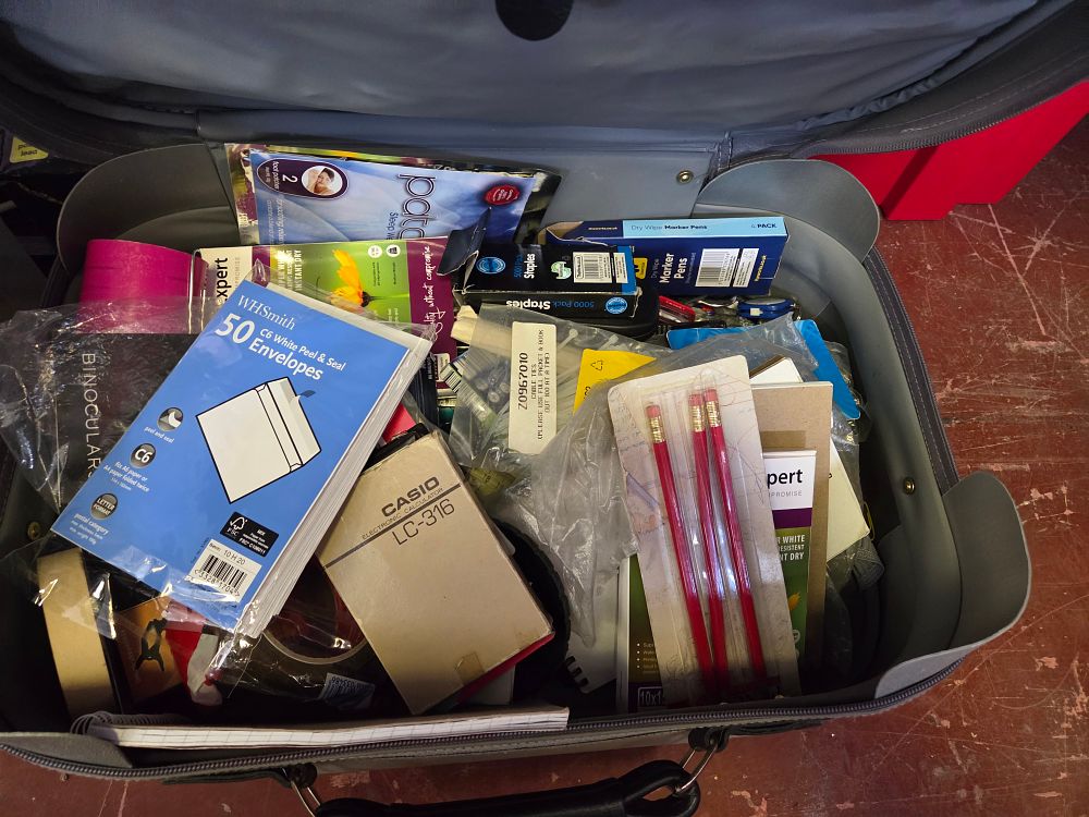 Lot 331 – Suitcase of Stationery and Personal Care Items Including Casio and WHSmith
