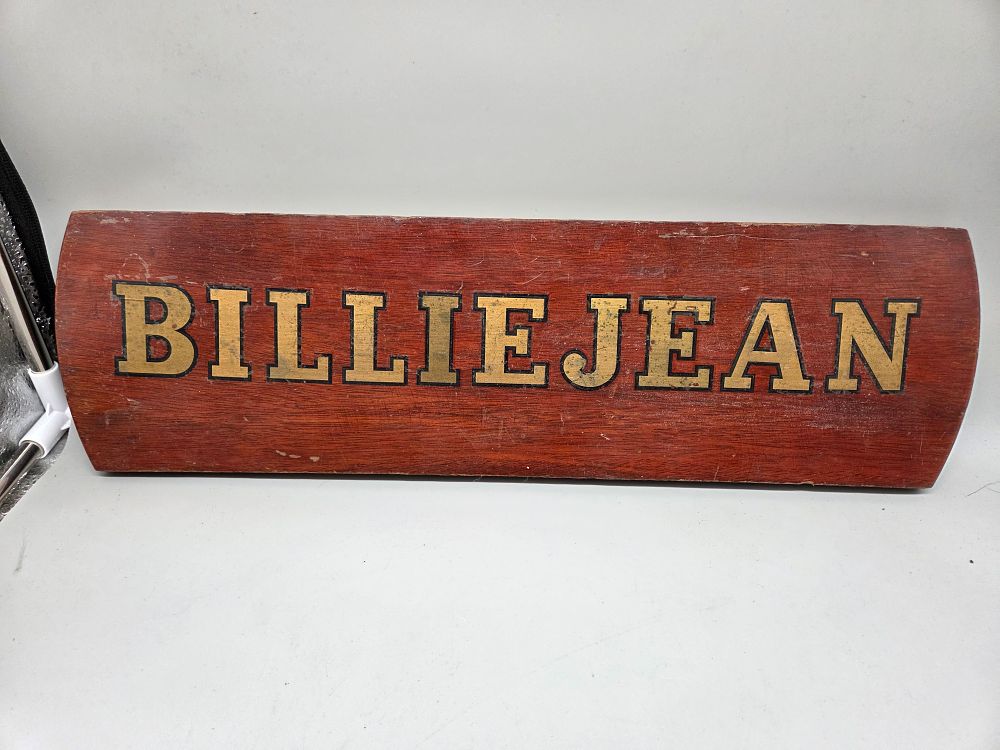 Lot 169 – Vintage Hand Painted Billie Jean Wooden Nameplate