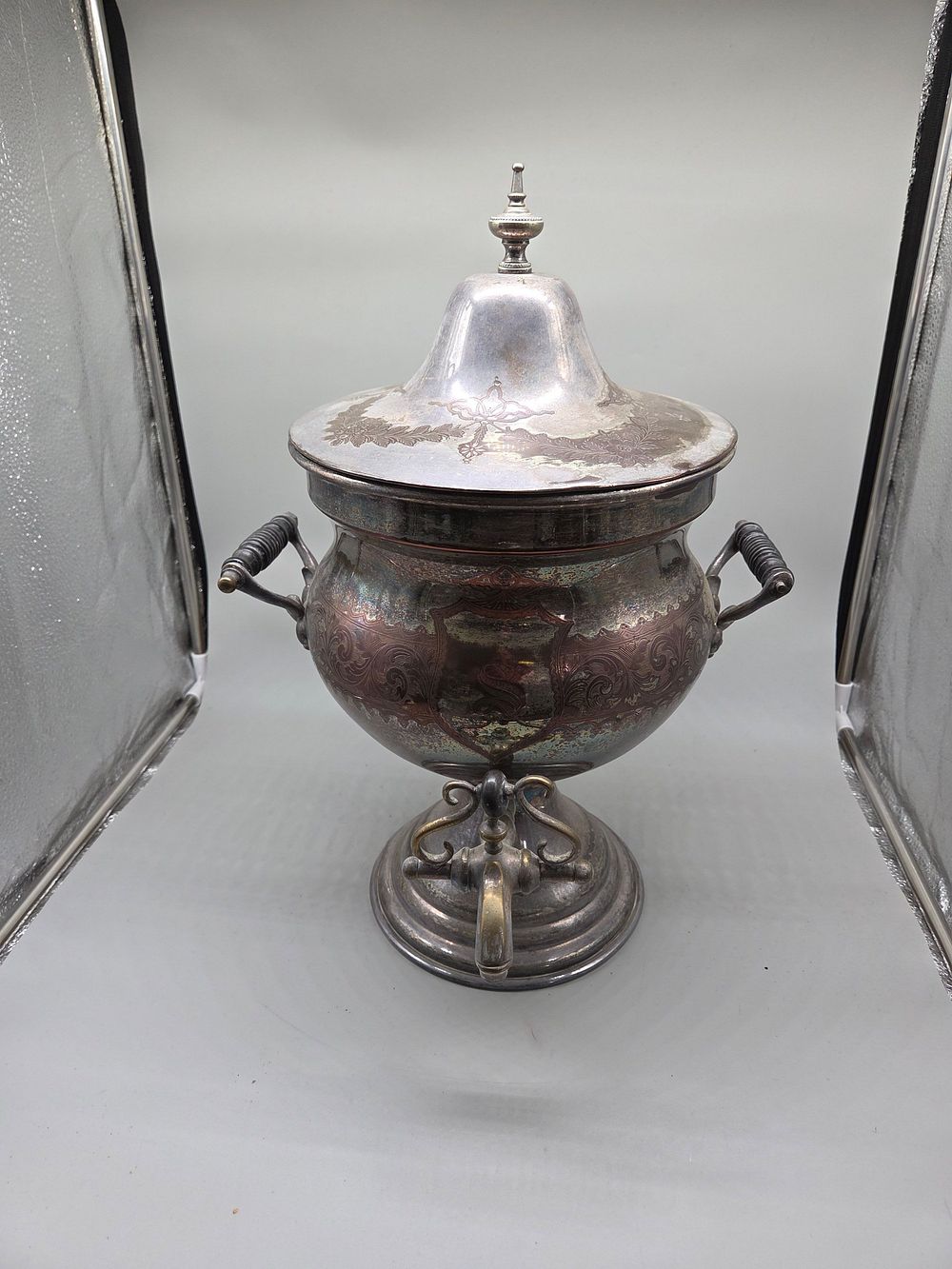 Lot 178 – Silver Plated on Copper Samovar