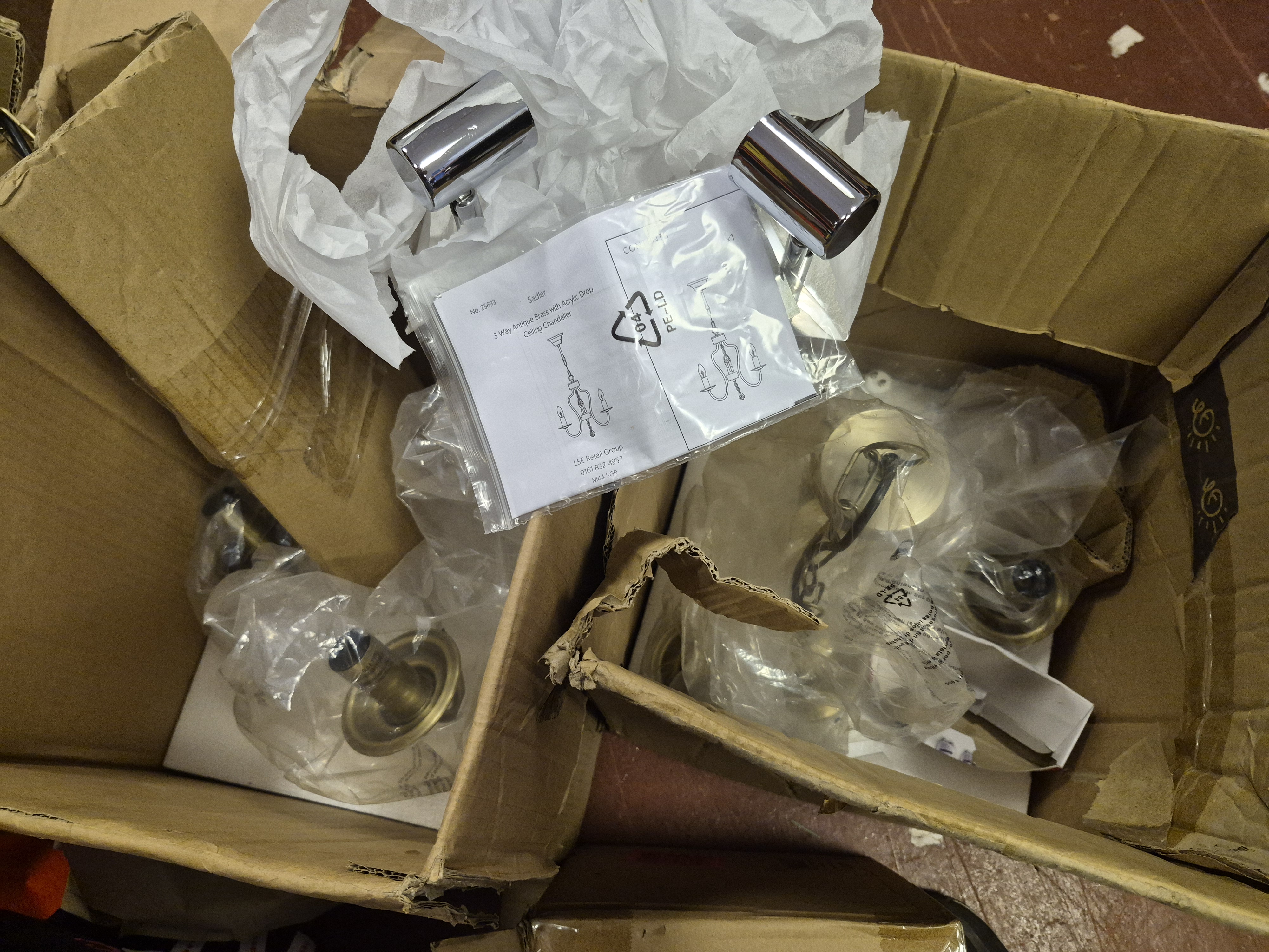 Two Boxed LSE Retail Group Sadler 3 Way Ceiling Chandeliers