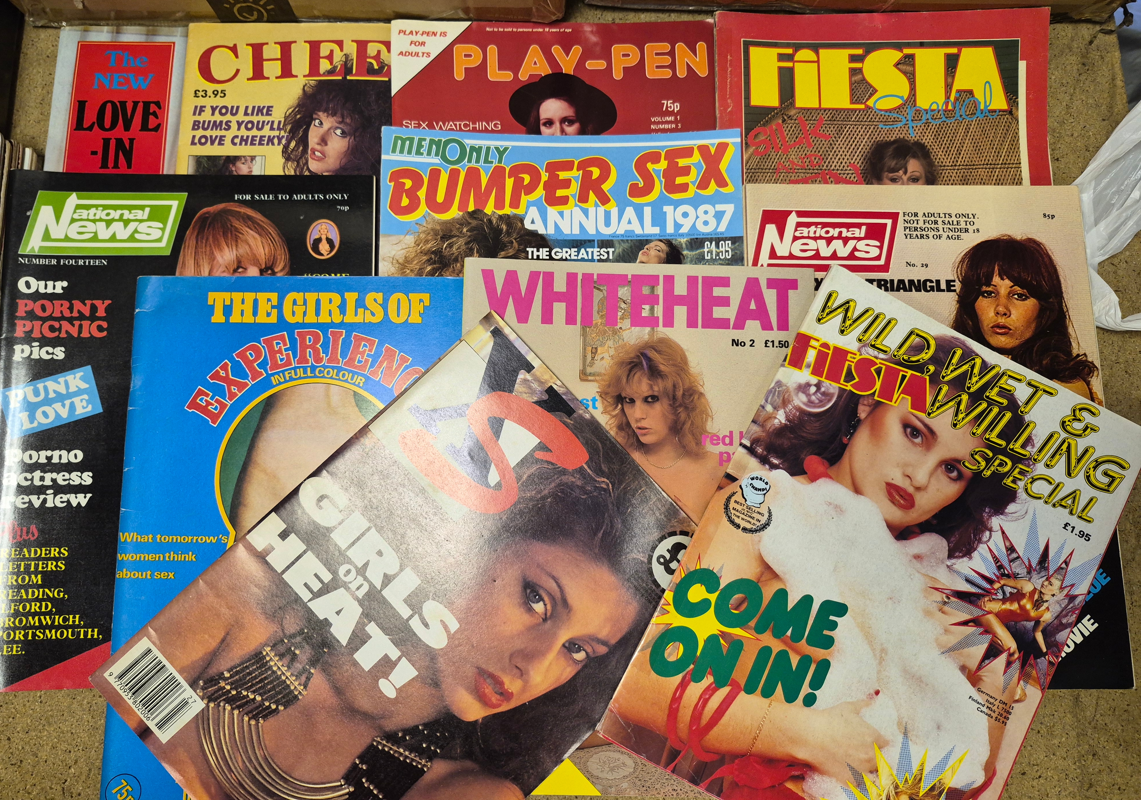 A Selection of Vintage Adult Glamour Magazines Including Men Only and Fiesta Special