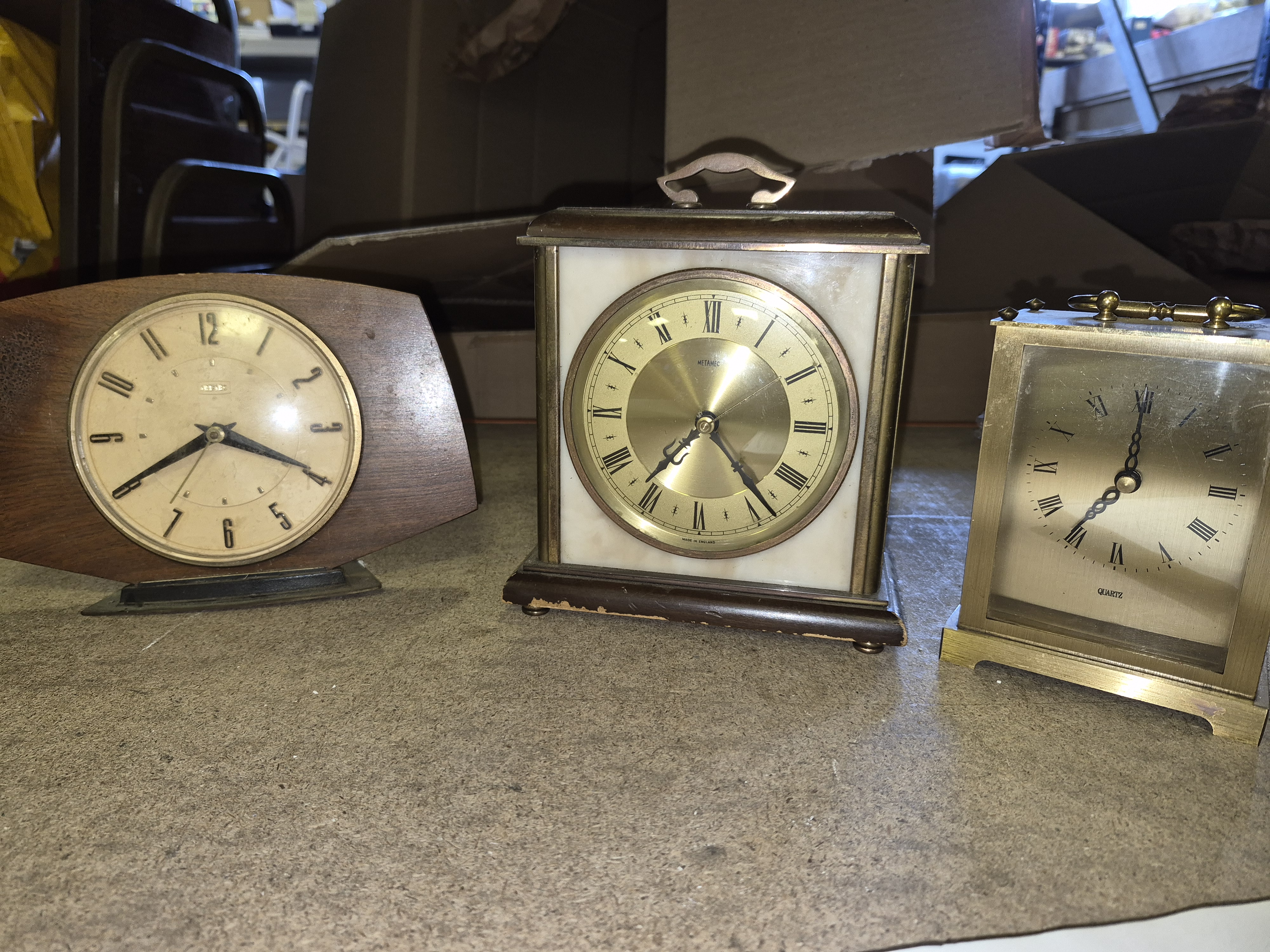 A Selection of Mantel and Carriage Clocks Including Metamec and Diehl
