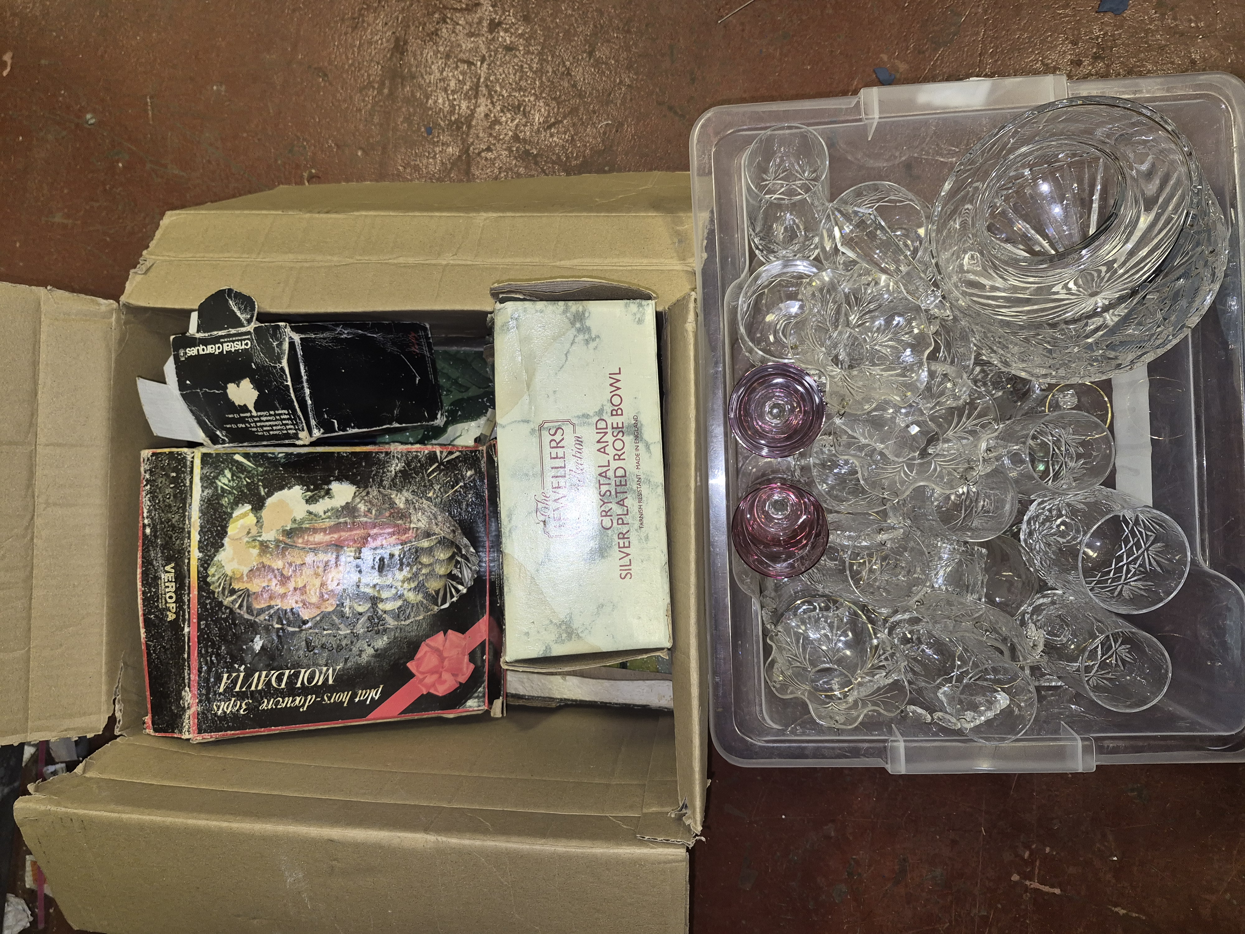 Two Boxes of Lead Crystal and Cut Glassware Including Cristal d'Arques