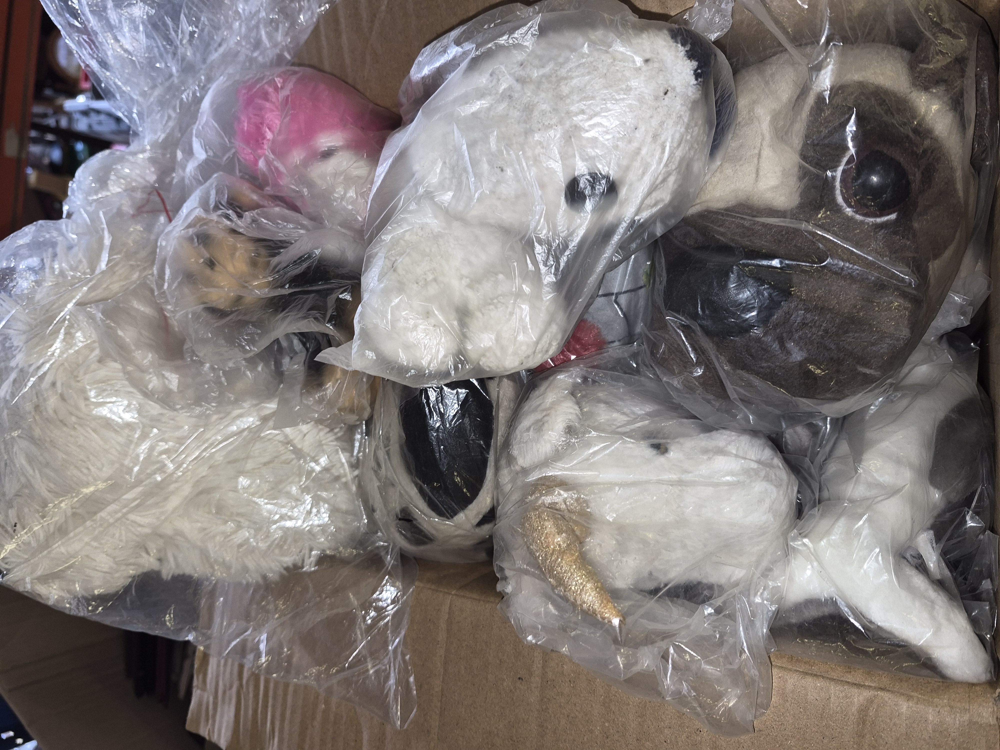 Box of Stuffed Animals and Plush Collectables Including A Unicorn and A Pug