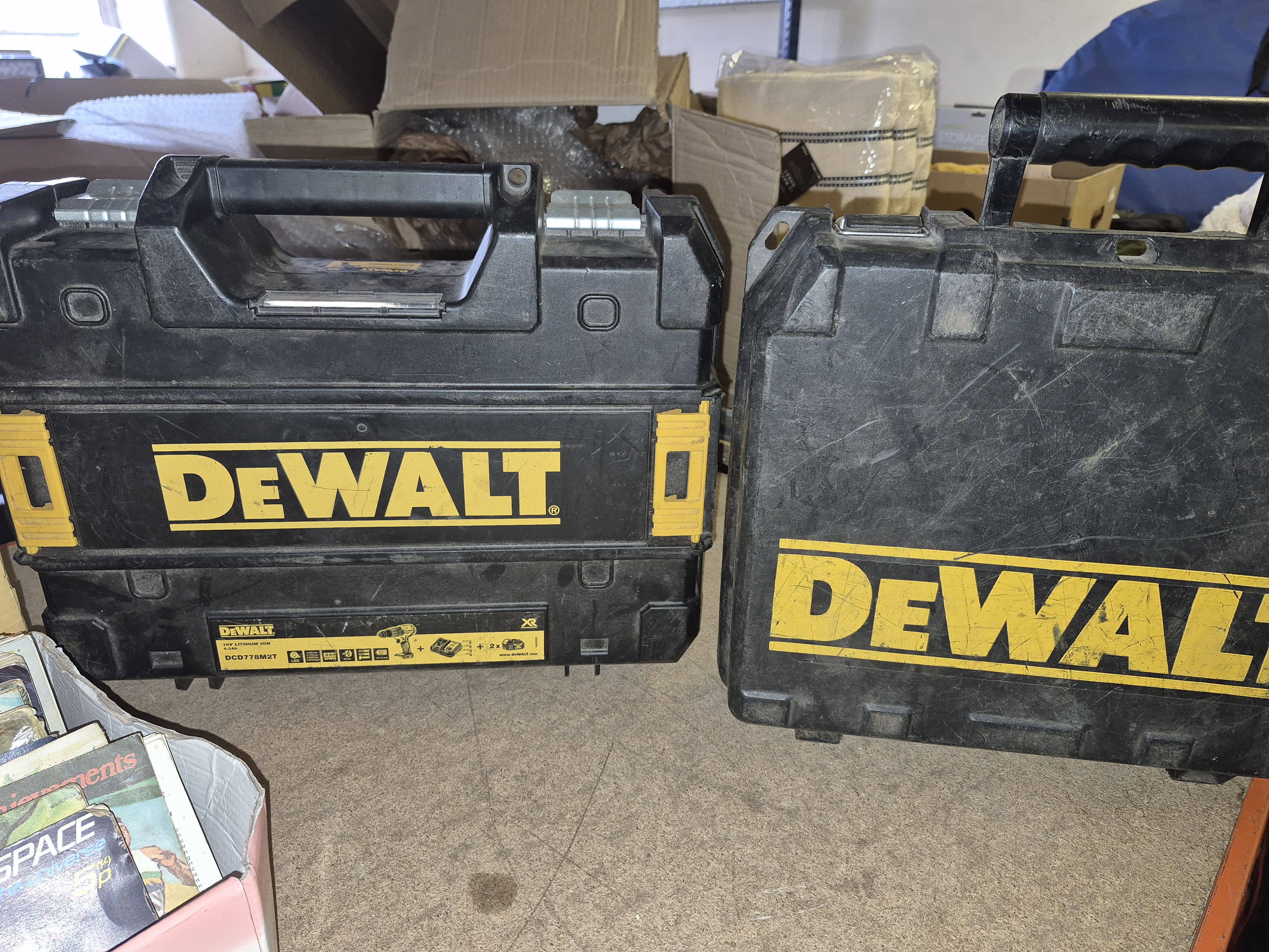 Two DeWalt Empty Hard Plastic Tool Storage Cases