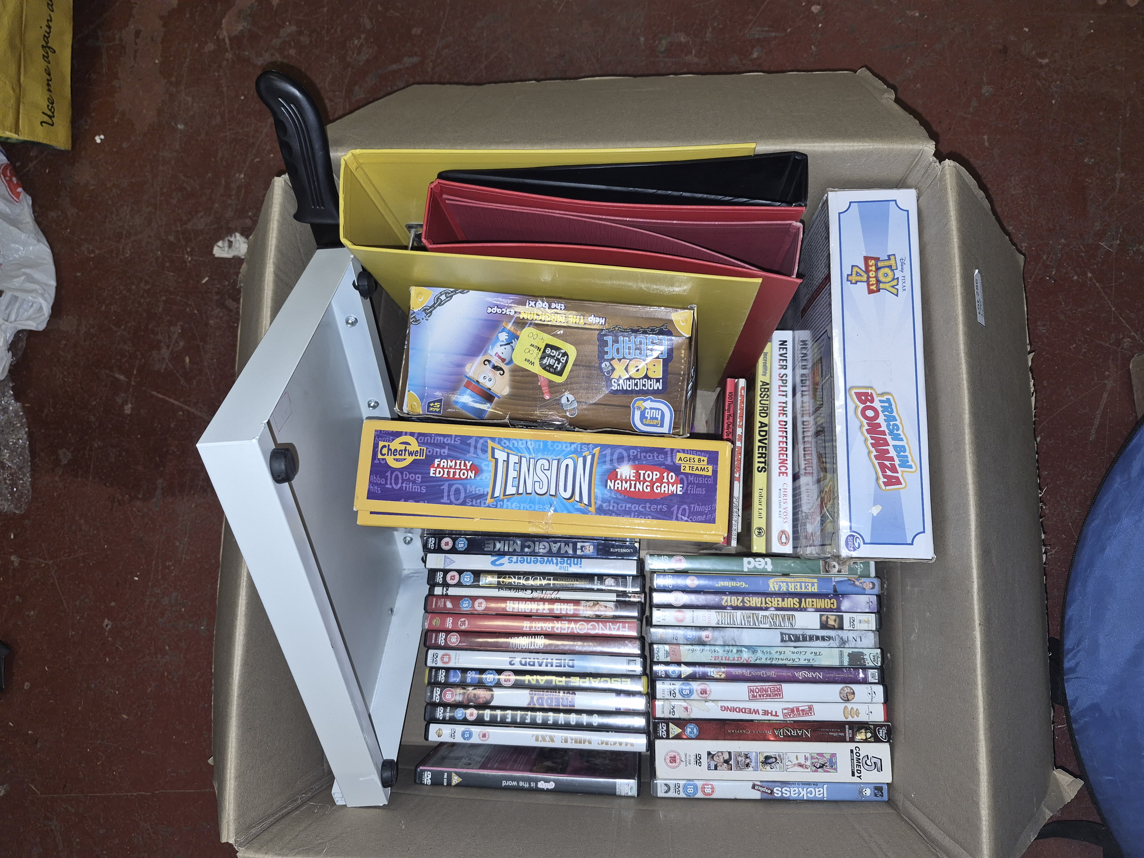Box of Media and Games Including Tension and Box Escape