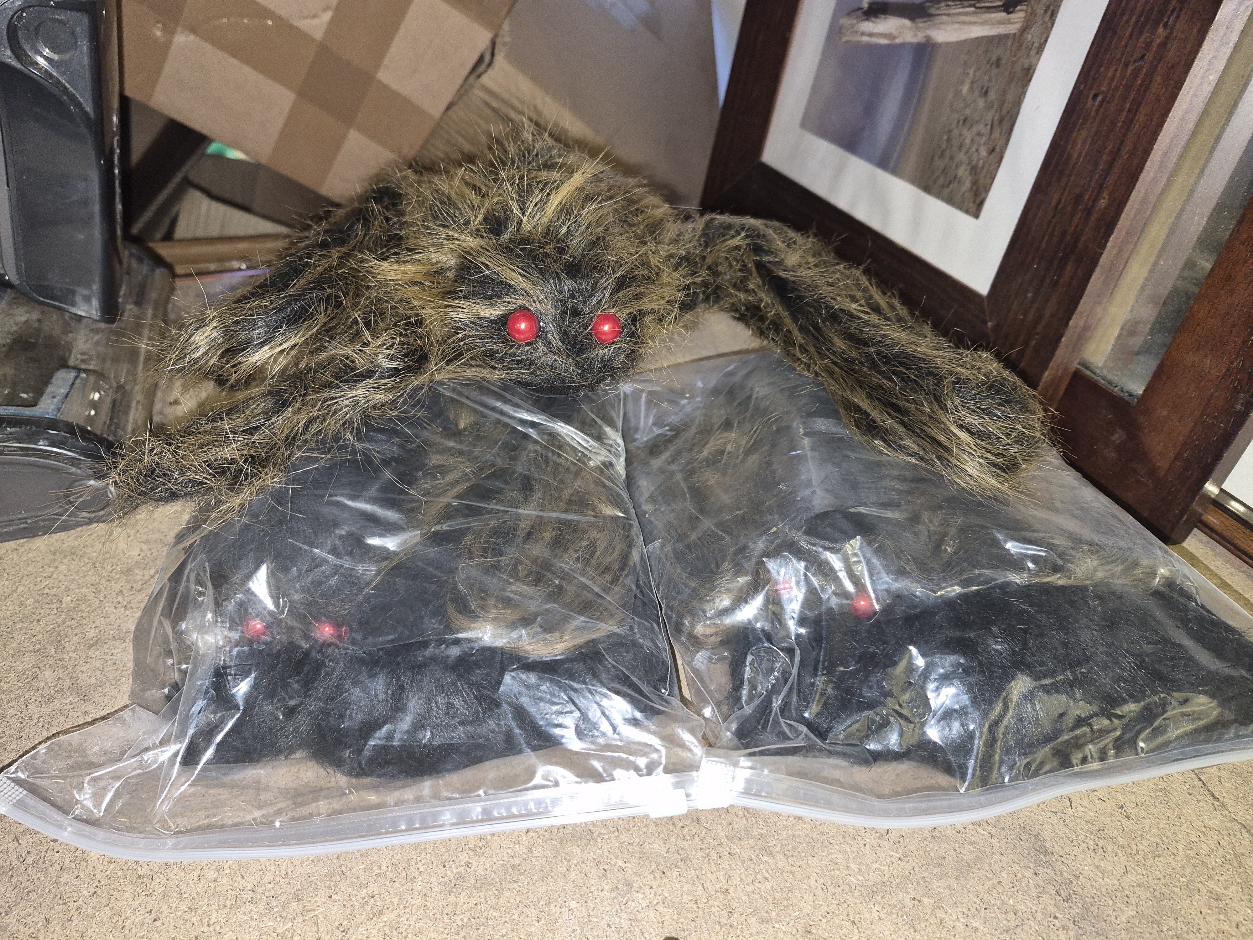 Three Hairy Posable Spider Decorations new