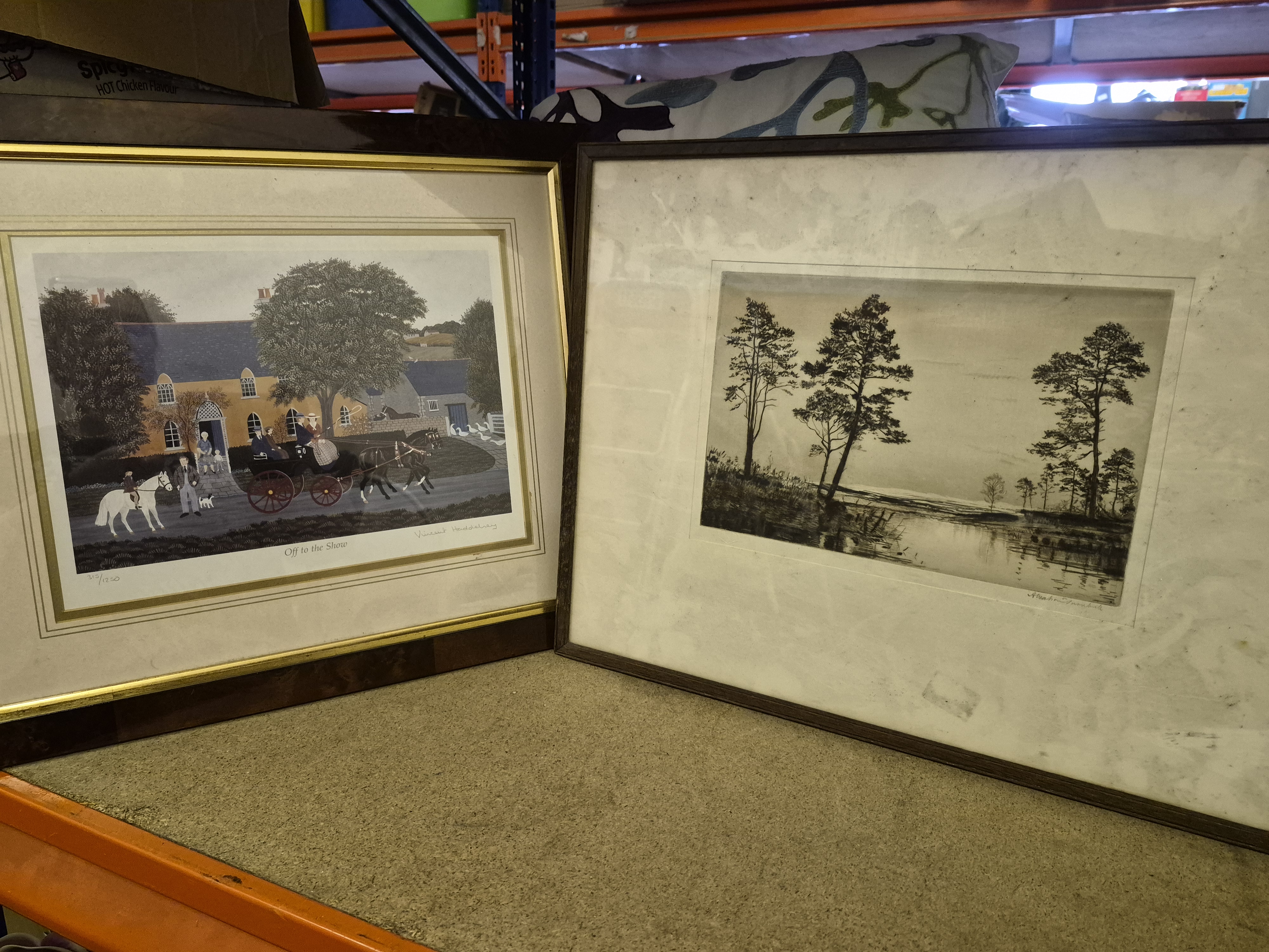 Two Framed Prints Including Vincent Haddelsey Off to the Show and Albert Shrubsole Etching