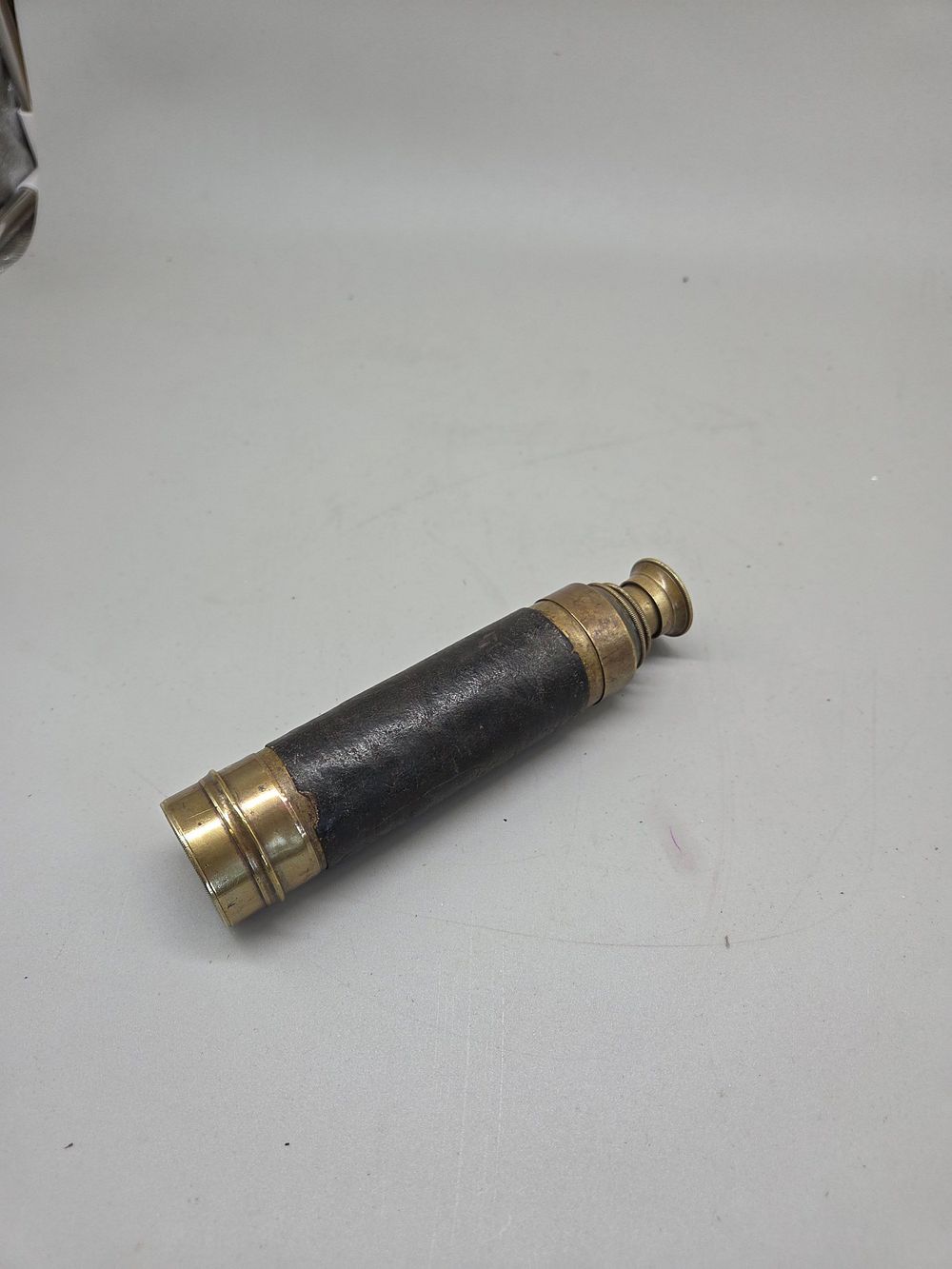 Lot 197 – Three-Draw Brass and Leather Telescope