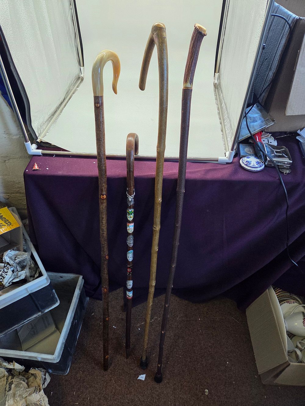 Lot 214 – A Collection of Wooden Walking Sticks Including Horn and Antler-Handled Examples