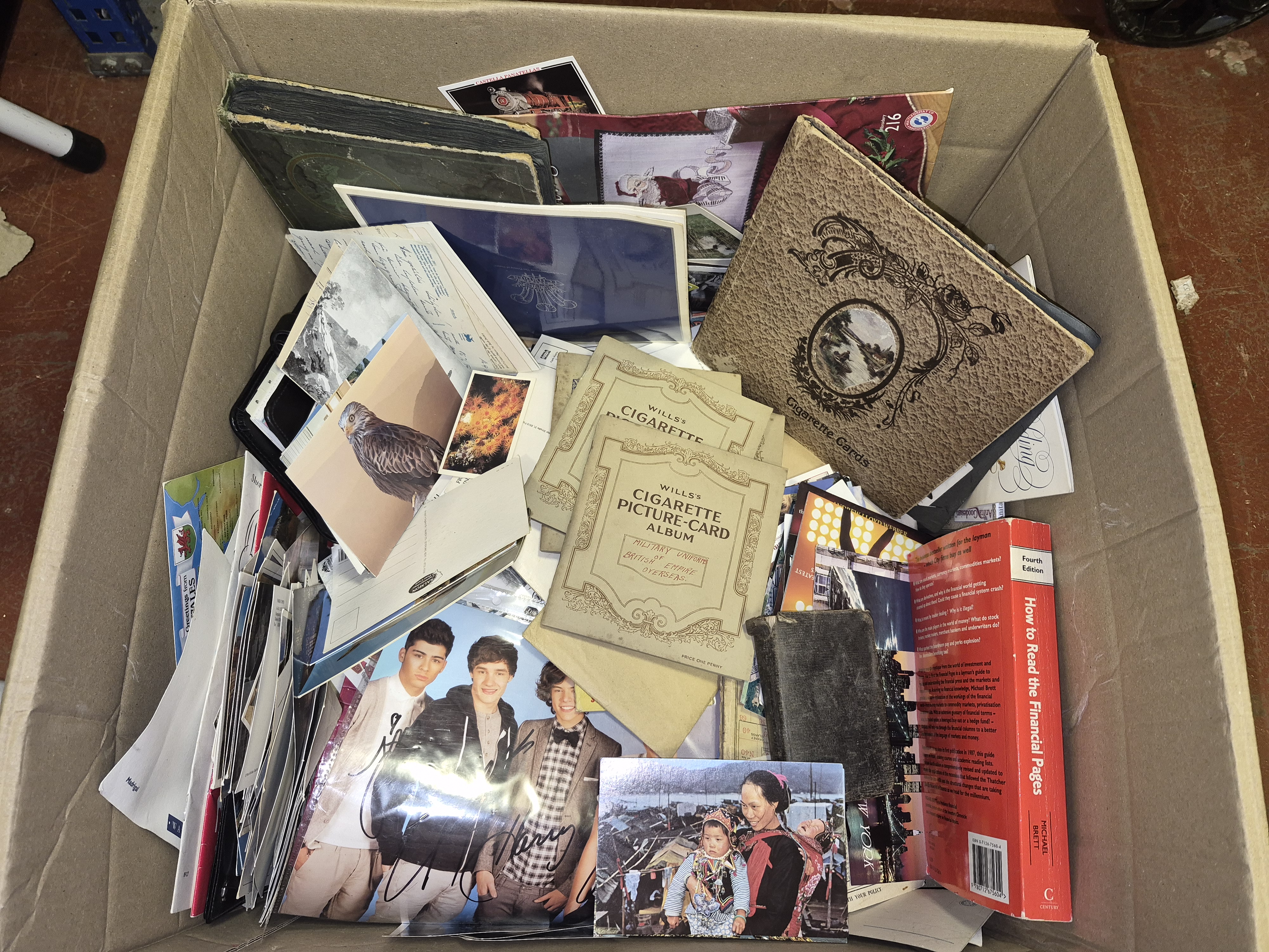 Box of Miscellaneous Ephemera and Books Including Wills's Cigarette Card Albums