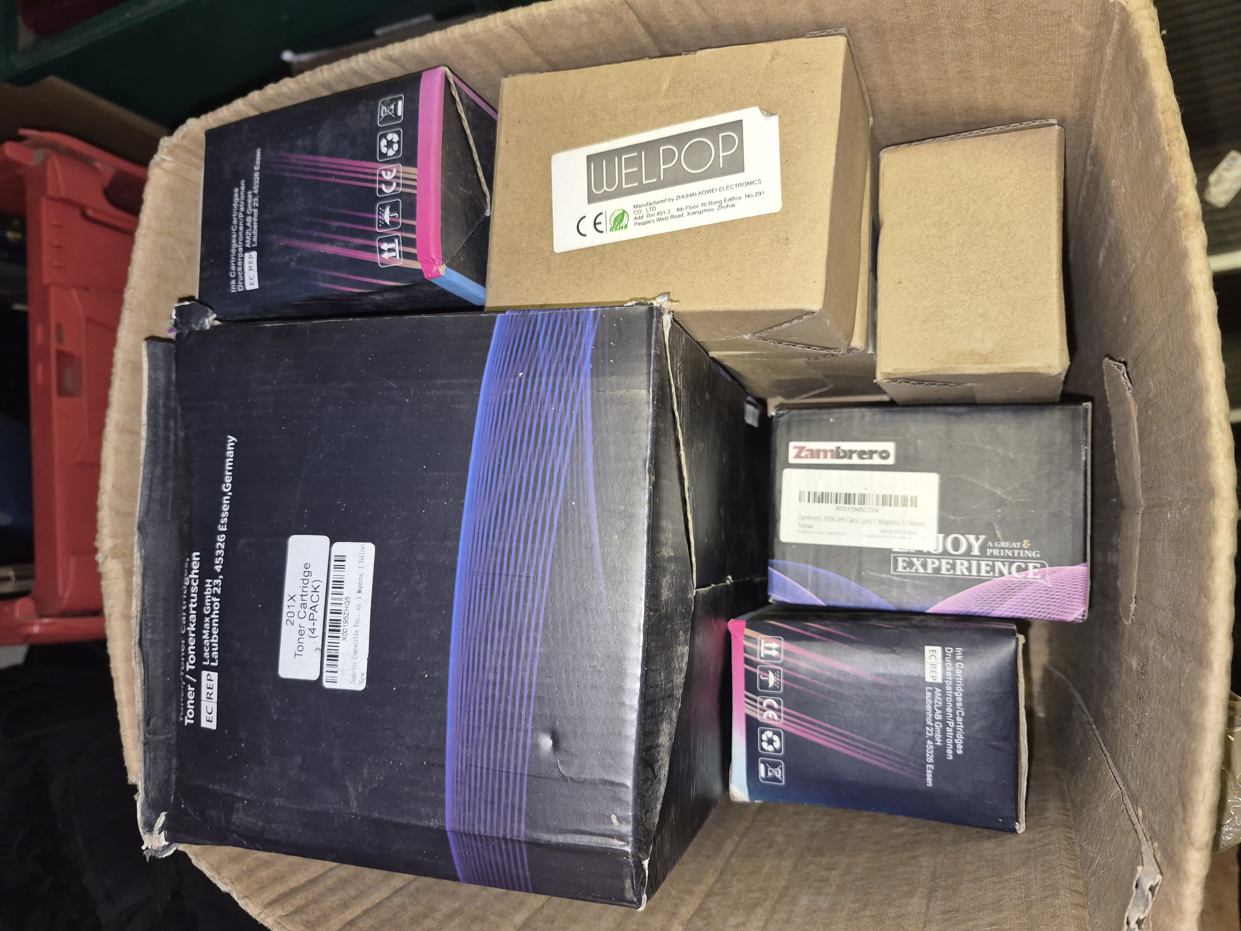 One Box of Printer Toner and Ink Cartridges Including LacaMax and Zambrero
