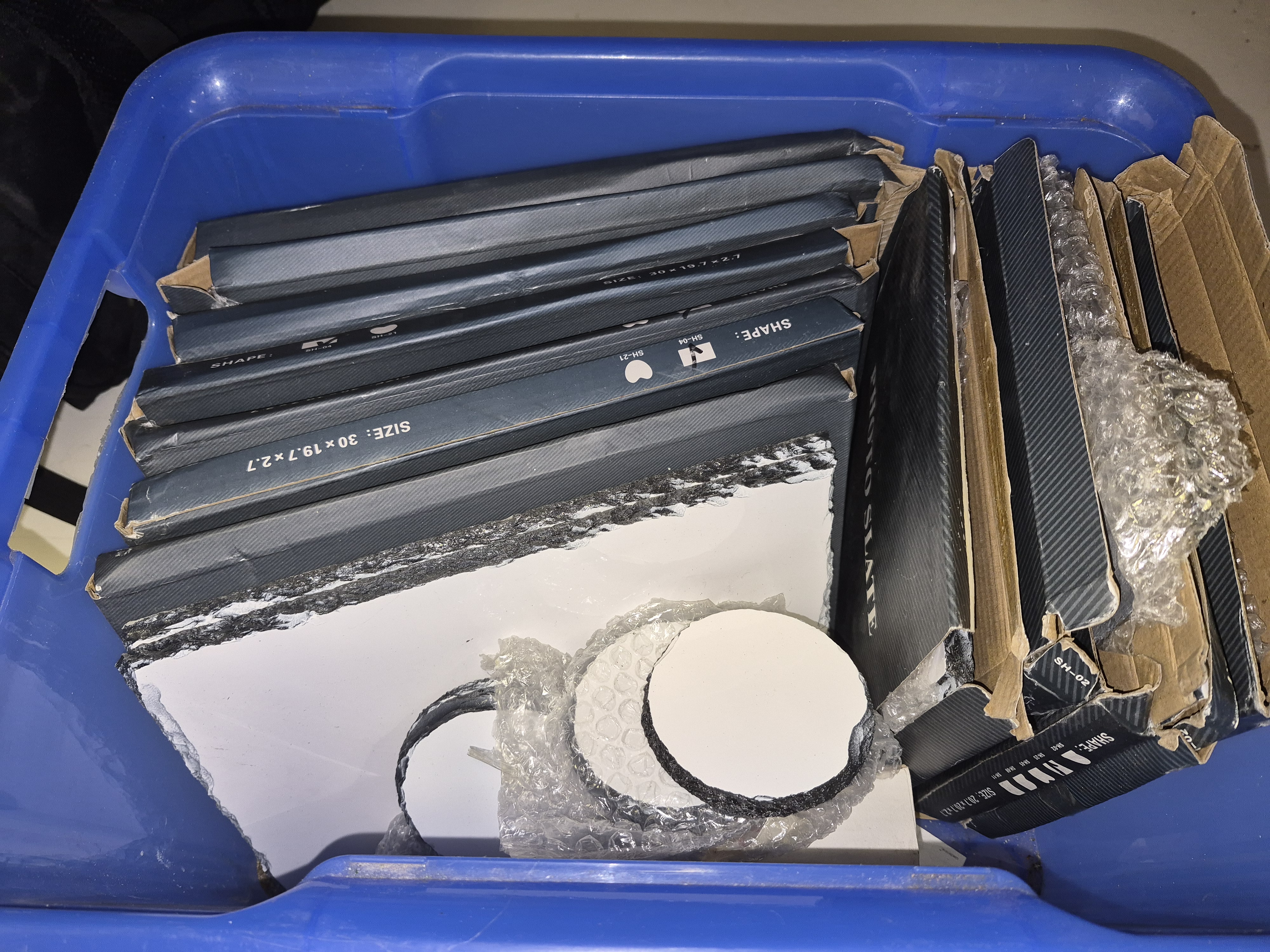 Box of Sublimation Photo Slates Including Rectangular and Circular Shapes