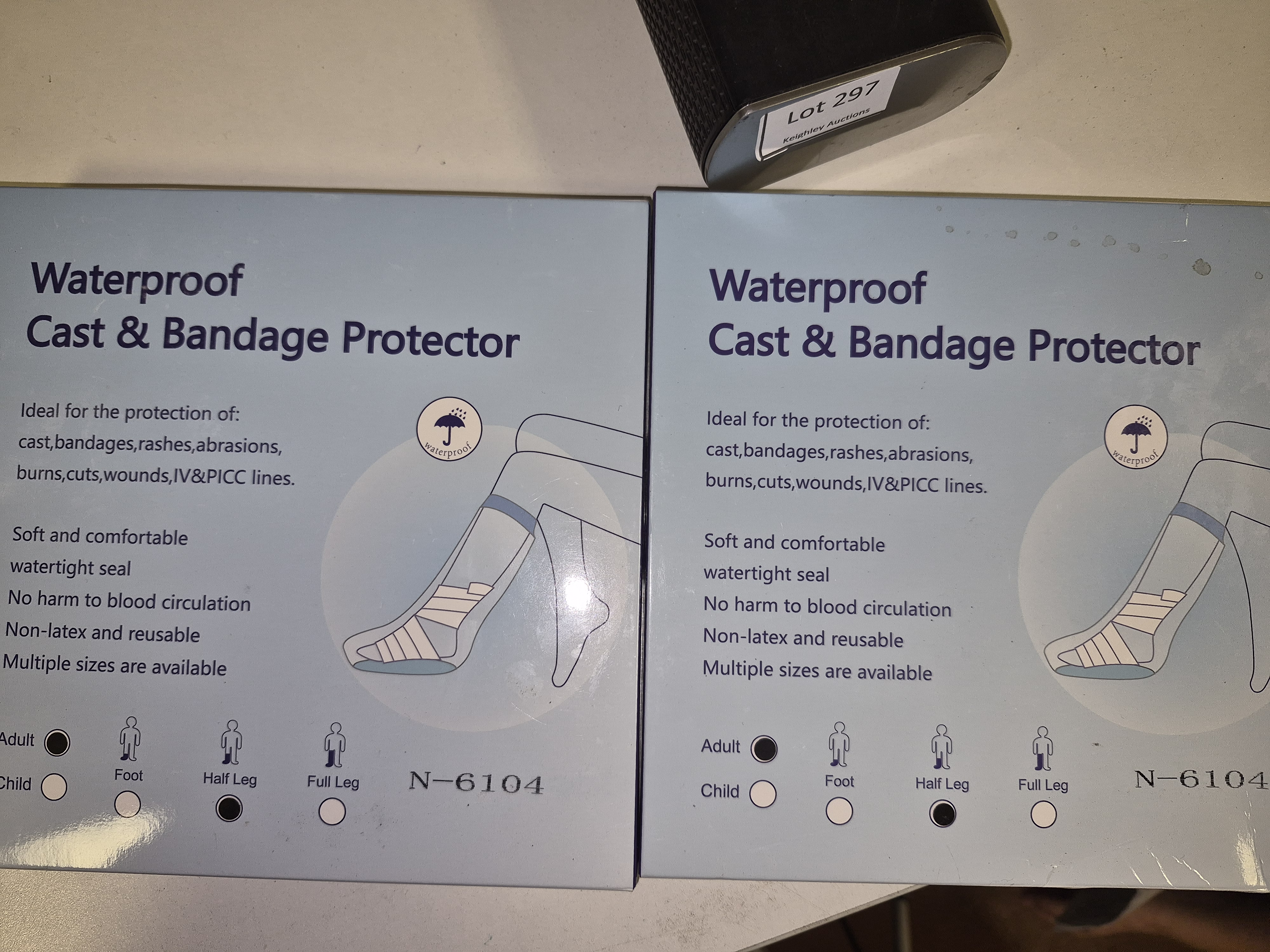 Two N-6104 Waterproof Cast and Bandage Protectors
