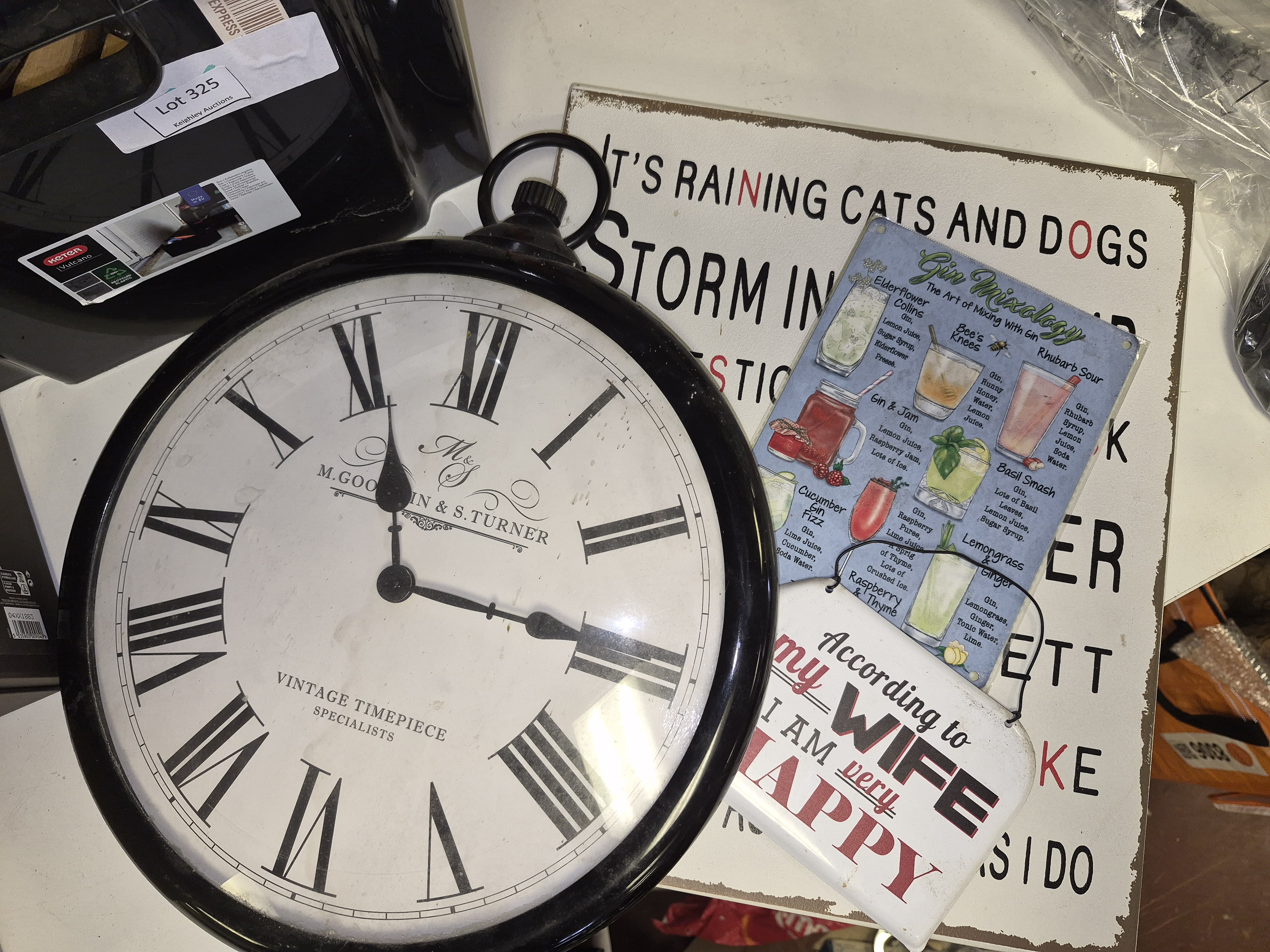 A Collection of Decorative Home Accessories Including M. Goodwin & S. Turner Wall Clock