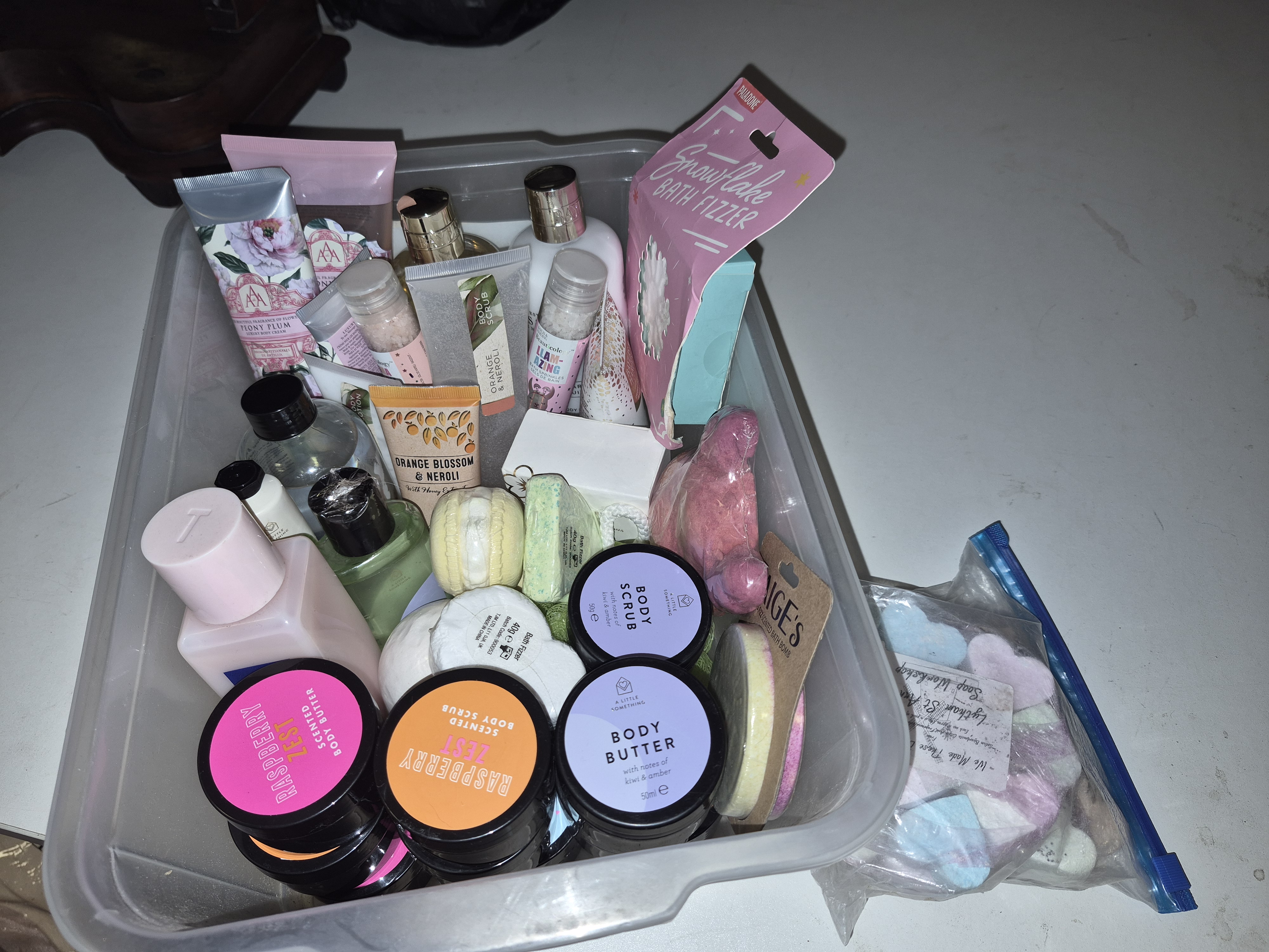 Box of Bath and Body Gift Sets Including A Little Something