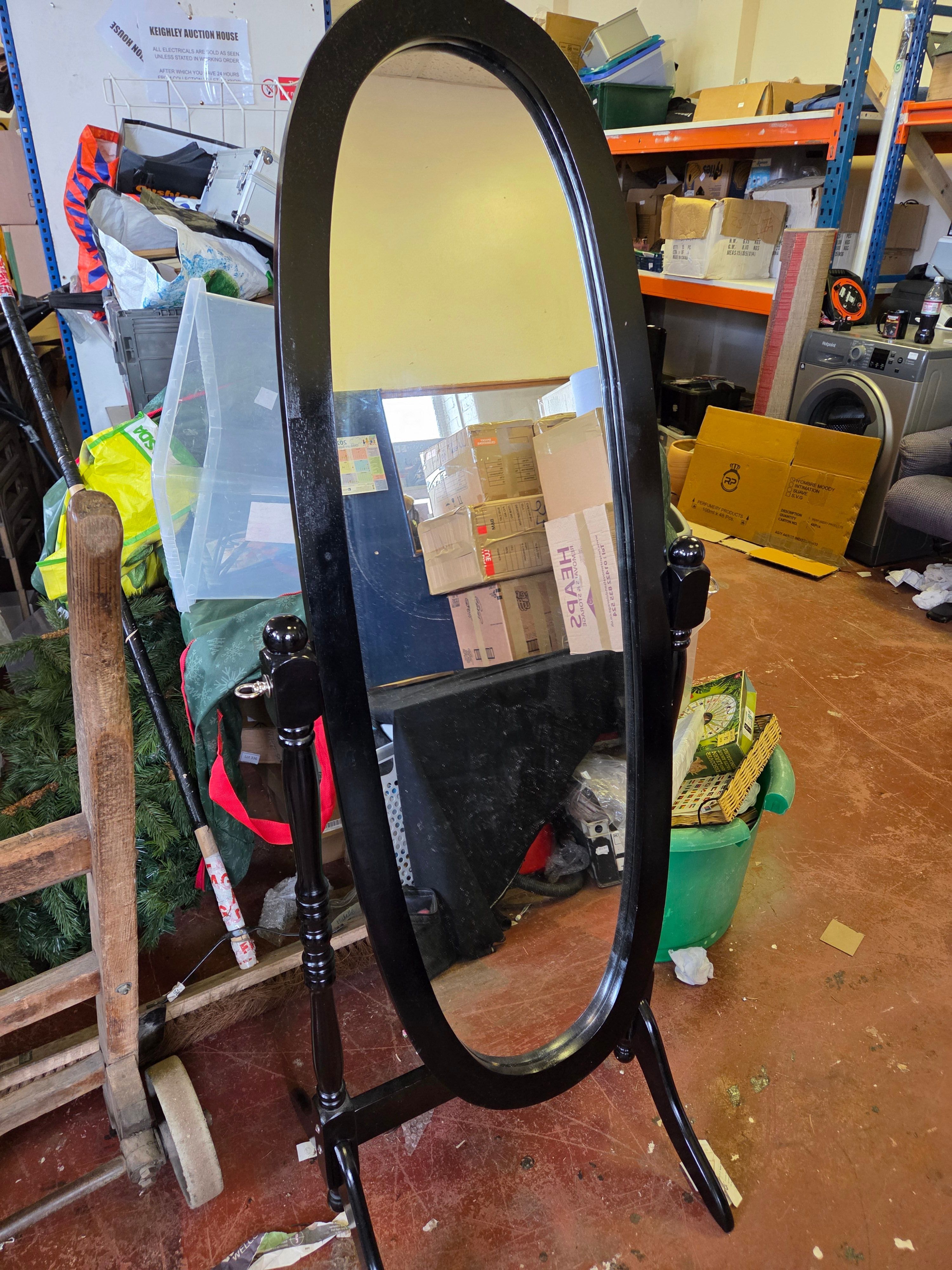 Black Oval Cheval Mirror